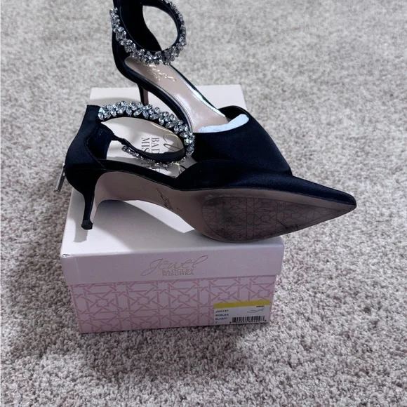 Badgley Mischka Black Heels with Crystal Accents - Picture 2 of 4